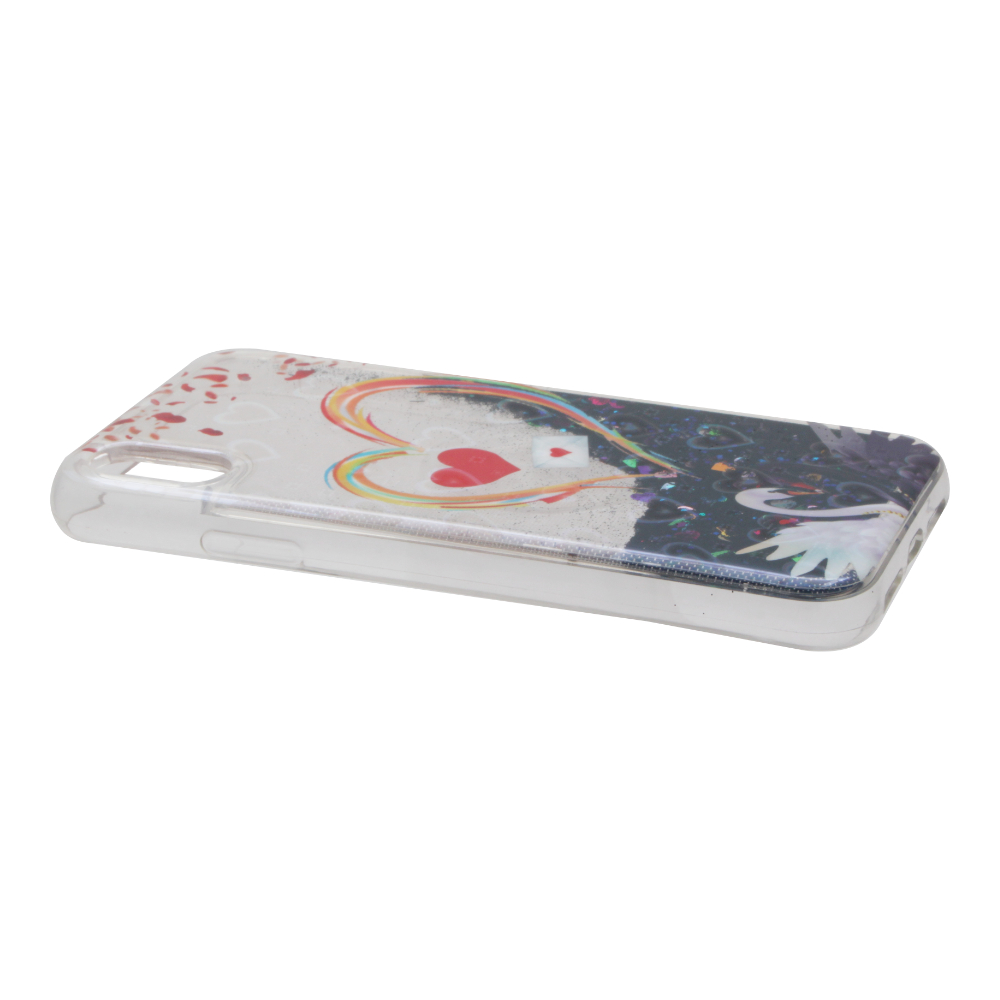 Накладка iPhone XR силиконовая с переливающейся жидкостью Пара лебедей