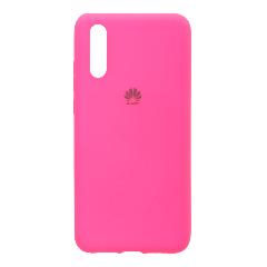 Накладка Huawei P20 резиновая матовая Soft touch с логотипом ярко-розовая
