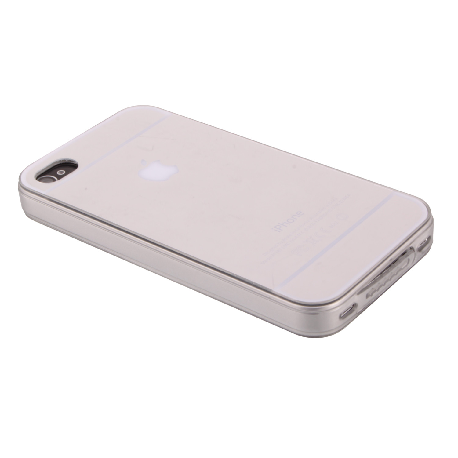 Накладка iPhone 4/4S силиконовая зеркальная серебро