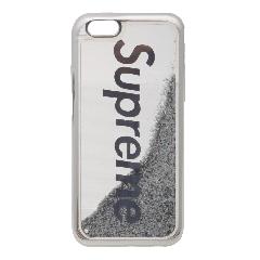 Накладка iPhone 6/6S силиконовая с переливающейся жидкостью с хром бампером Supreme серебро