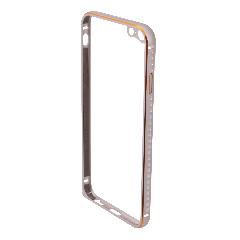 Бампер на iPhone 6/6S металлический со стразами серебро