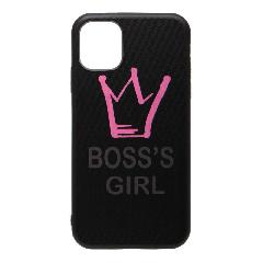 Накладка iPhone 11 пластиковая с резиновым бампером Boss's girl