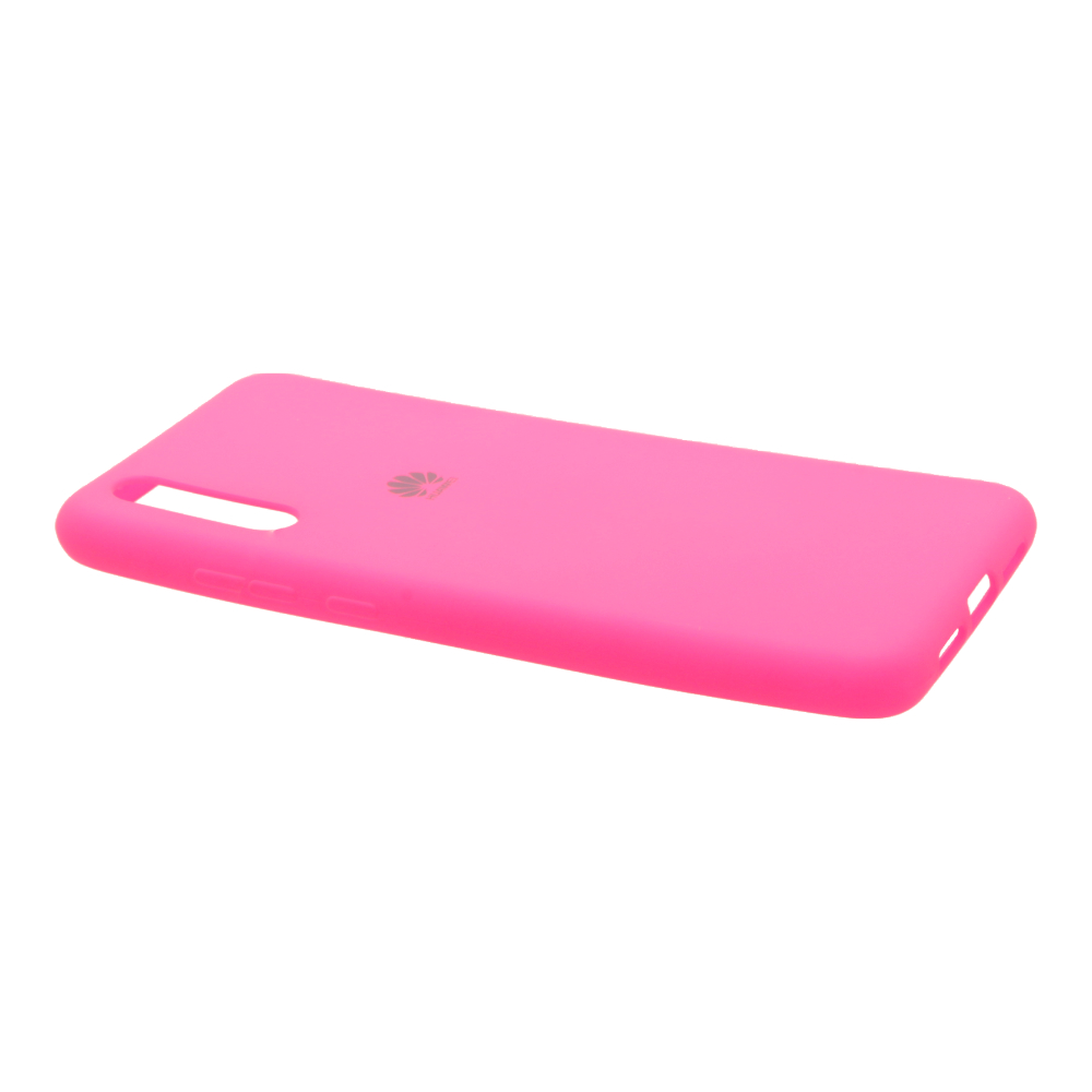 Накладка Huawei P20 резиновая матовая Soft touch с логотипом ярко-розовая