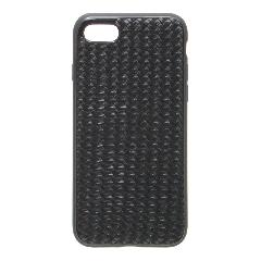 Накладка iPhone 7/8 резиновая плетеная под кожу черная