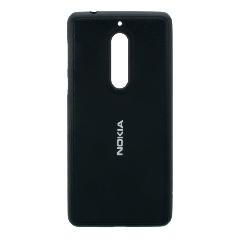Накладка Nokia 5 резиновая под кожу с логотипом черная