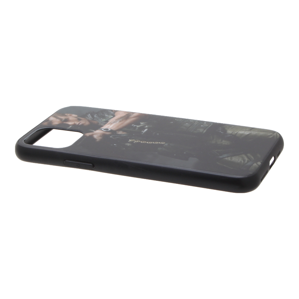 Накладка iPhone 11 Pro Max пластиковая с резиновым бампером стеклянная Терминатор