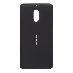 Накладка Nokia 6 резиновая под кожу с логотипом черная