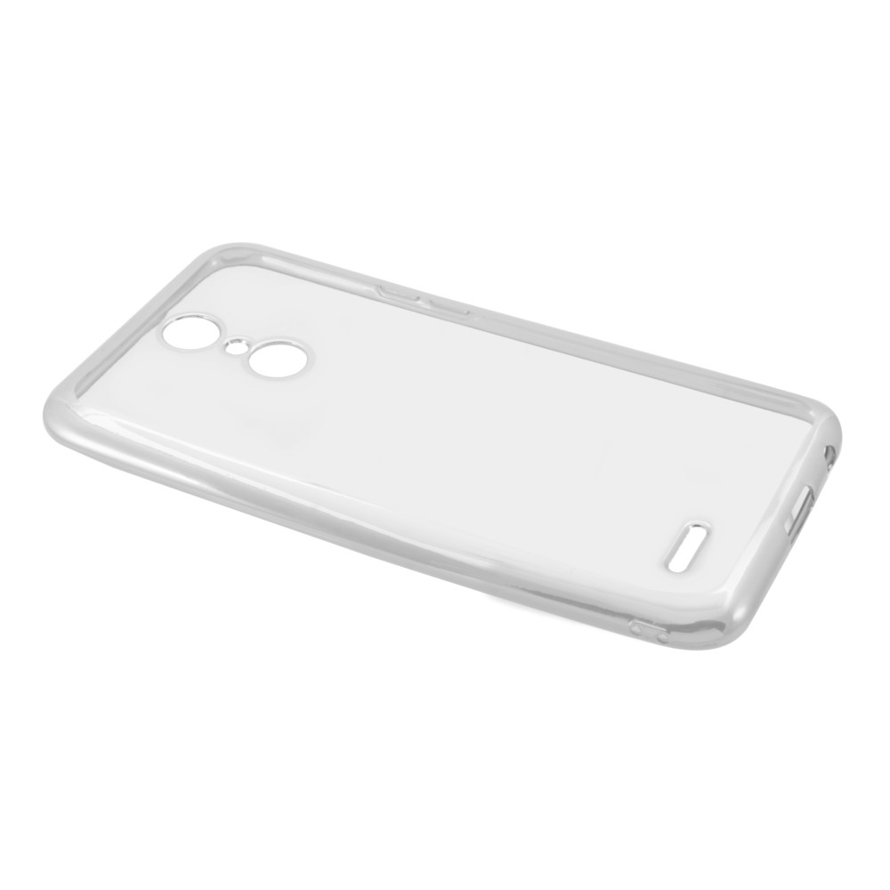 Накладка LG K10 2017/M250 силиконовая прозрачная с хромированным бампером серебро