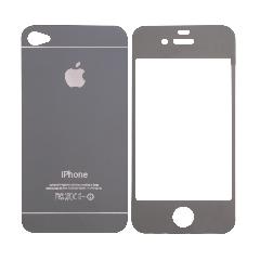 Закаленное стекло iPhone 4/4S двуст зеркальное черное
