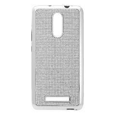 Накладка Xiaomi Redmi Note 3 силиконовая стразы на всю поверхность серебро