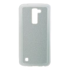Накладка LG K10/K410 силиконовая блестки гладкая белая