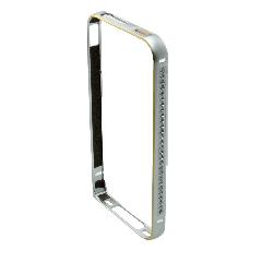 Бампер на iPhone 4/4S металлический со стразами серебро