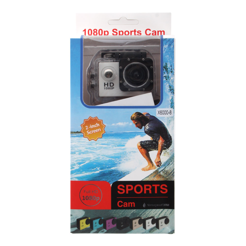 Экшн-камера Sports Cam X6000 Full HD, 30FPS, 2'', 140º, белая