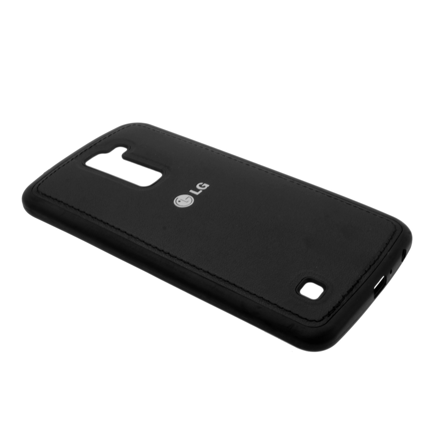 Накладка LG K10/K410 резиновая под кожу с логотипом черная