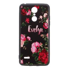 Накладка LG K8 2017/X240 пластиковая с резиновым бампером Цветы розы Evelyn