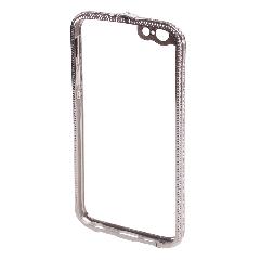 Бампер на iPhone 6/6S металлический стразы серебро