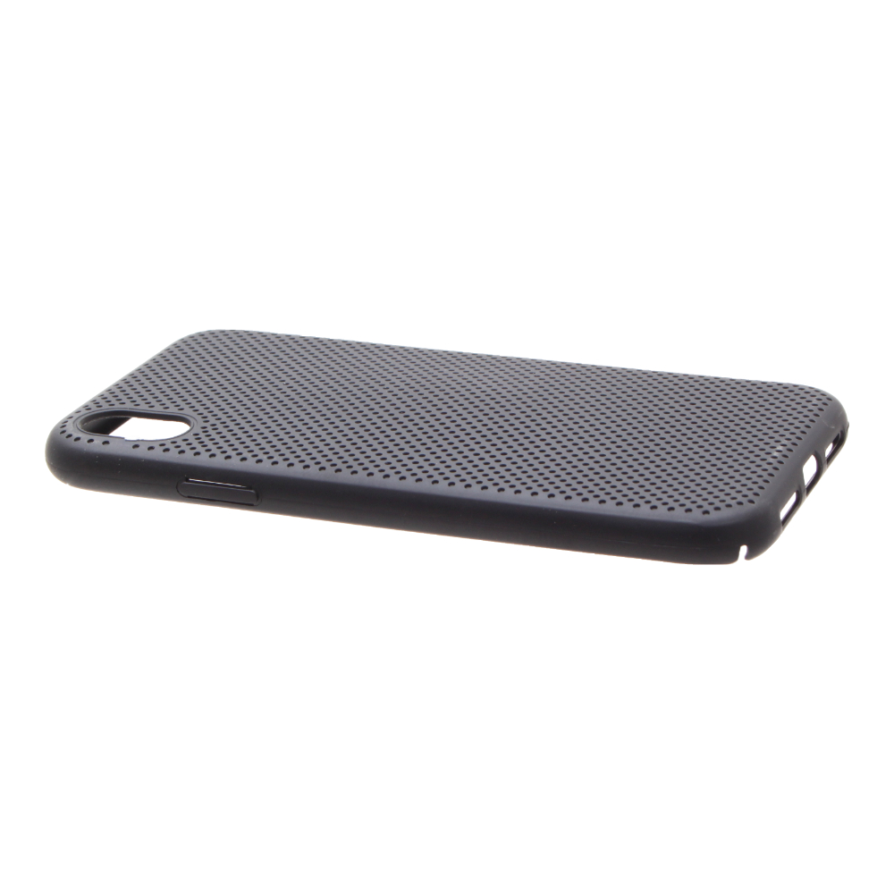Накладка iPhone XR Silicone Case прорезиненная сеточка черная