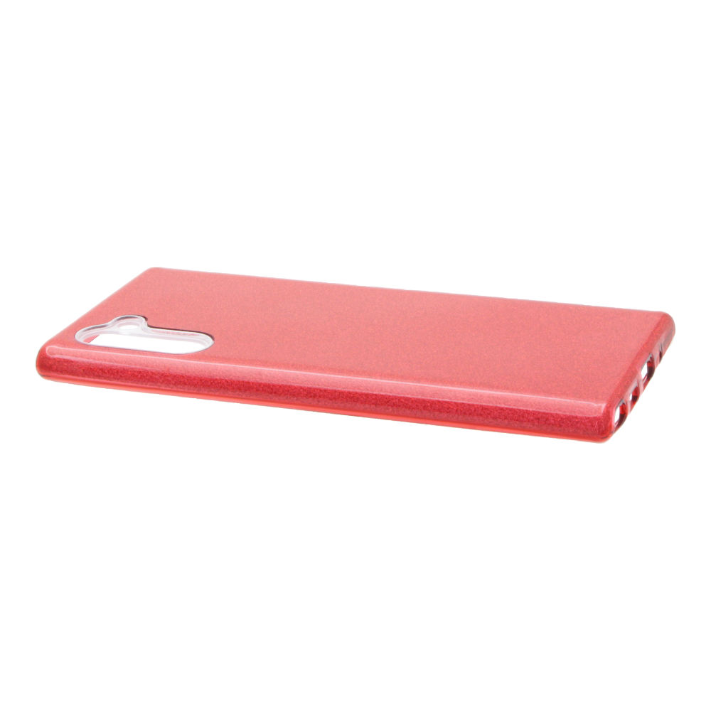 Накладка Samsung Note 10 силиконовая с пластиковой вставкой блестящая красная