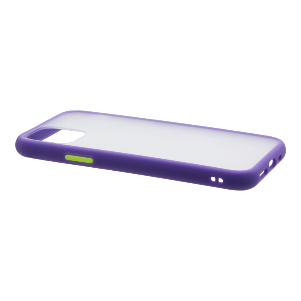 Накладка iPhone 11 Pro пластиковая матовая прозрачная стенка с фиолетовым бампером