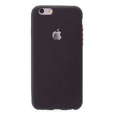 Накладка iPhone 6/6S силиконовая с вырезом под яблоко черная