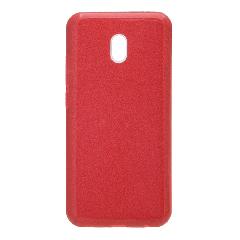 Накладка Xiaomi Redmi 8A силиконовая с пластиковой вставкой блестящая красная