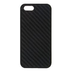 Накладка iPhone 5/5S/SE пластиковая с резиновым бампером карбон черная