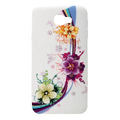 Накладка Samsung J5 Prime/G570 силиконовая рисунки со стразами Цветы с полосками на белом фоне