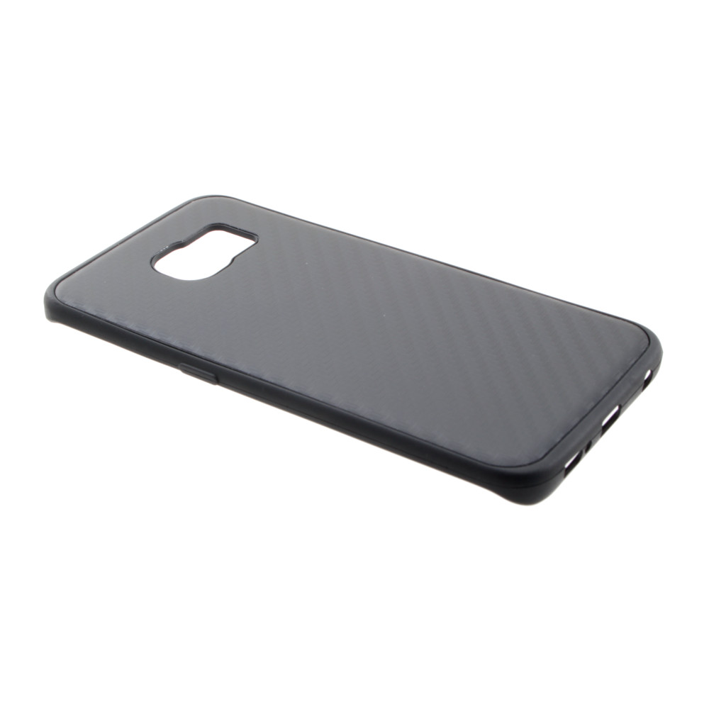 Накладка Samsung G925F/S6 edge силиконовая с металлической вставкой карбон черная