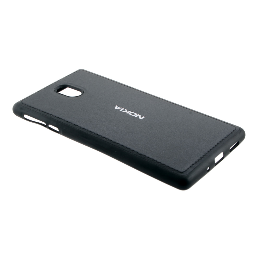 Накладка Nokia 3 резиновая под кожу с логотипом черная