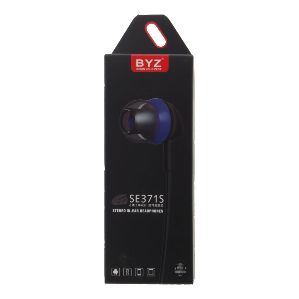 Наушники BYZ SE371S вакуумные с микрофоном черно-синие