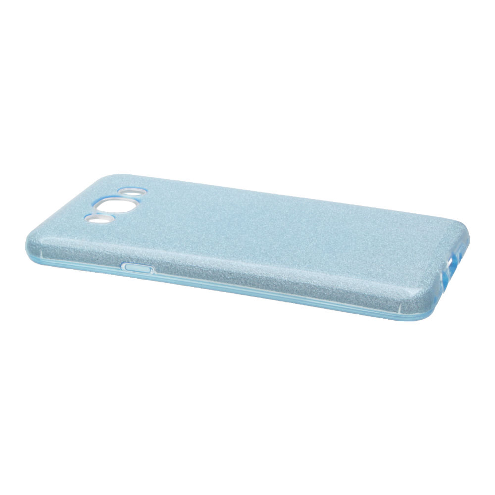 Накладка Samsung J7 2016/J710F силиконовая с пластиковой вставкой блестящая голубая