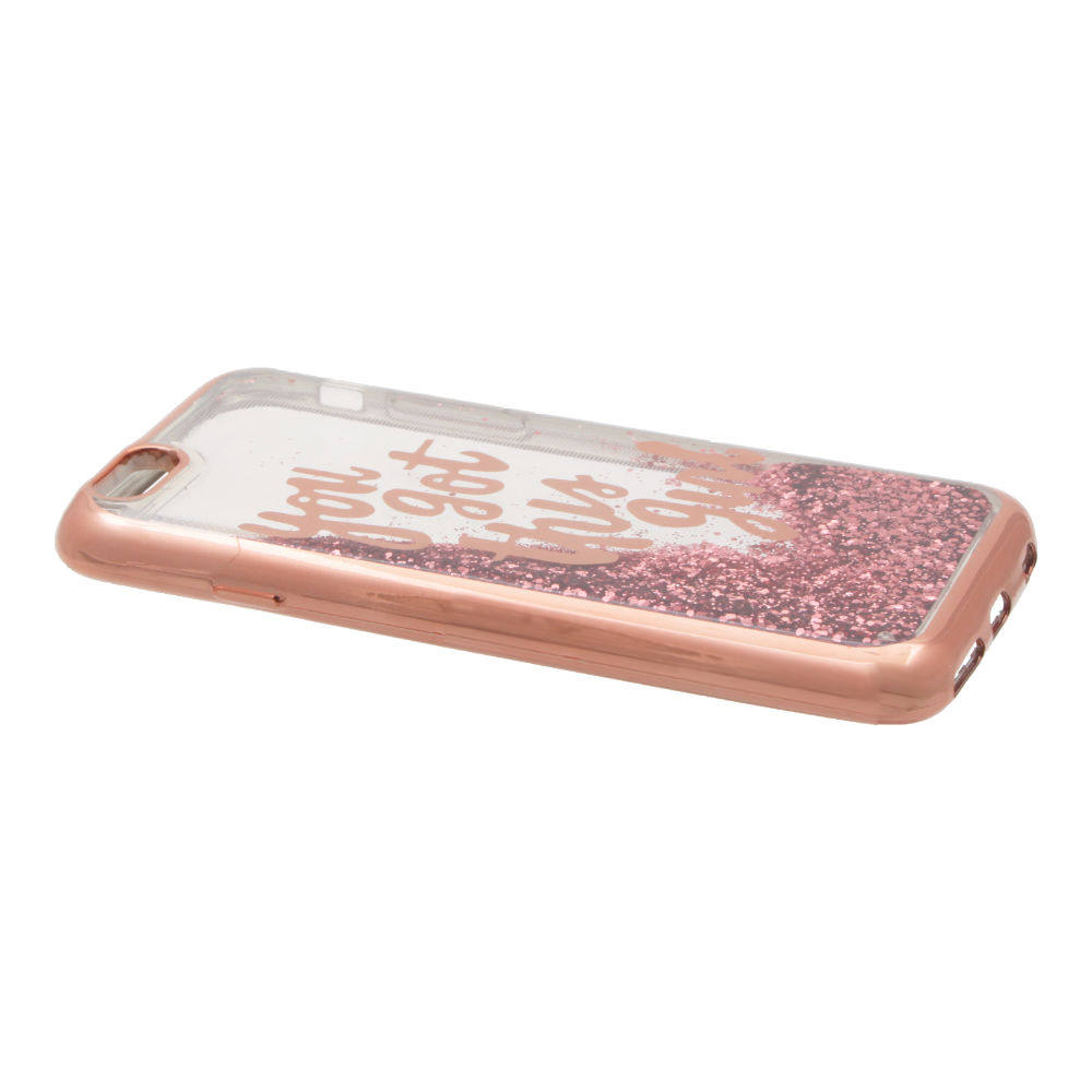Накладка iPhone 6/6S силиконовая с переливающейся жидкостью с хром бампером You sot this girl розов