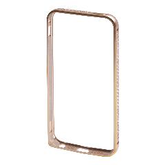 Бампер на iPhone 5/5G/5S металлический стразы золото с узором