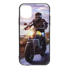 Накладка iPhone 11 пластиковая с резиновым бампером Мотоциклист