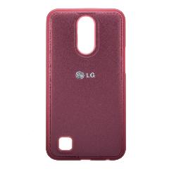Накладка LG K10 2017/M250 резиновая под кожу с логотипом бордовая