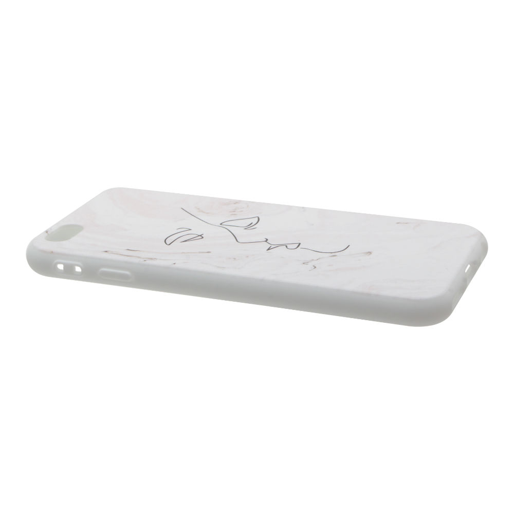 Накладка iPhone 6/6S резиновая рисунки матовая противоударная мраморная Пара белая