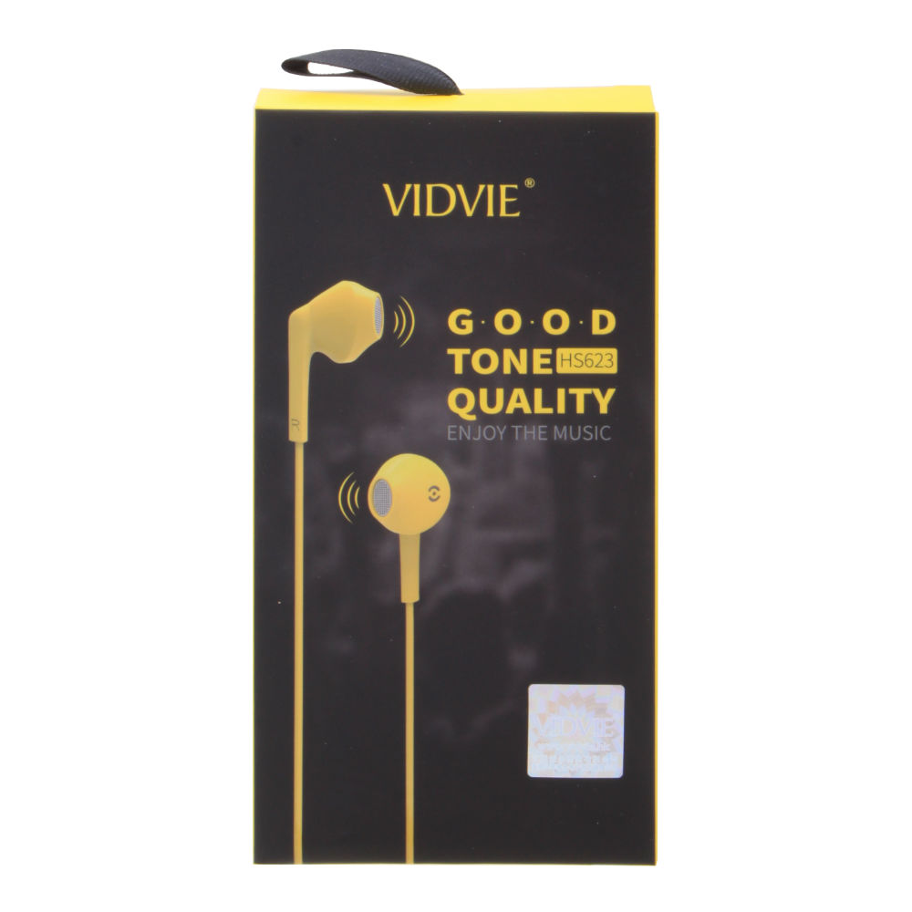 Наушники Vidvie HS623 невакуумные с микрофоном, кнопкой ответа желтые