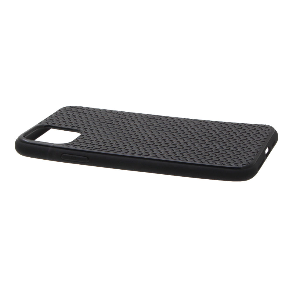 Накладка iPhone 11 Pro Max резиновая плетеная под кожу черная
