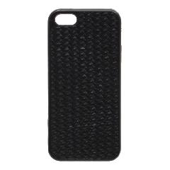 Накладка iPhone 5/5S/SE резиновая плетеная под кожу черная