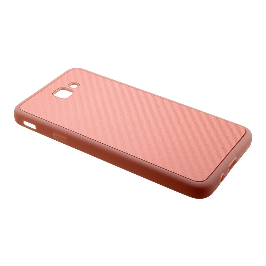 Накладка Samsung J5 Prime/G570 силиконовая с металлической вставкой карбон розовая