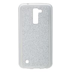 Накладка LG K10/K410 силиконовая блестки гладкая серебро