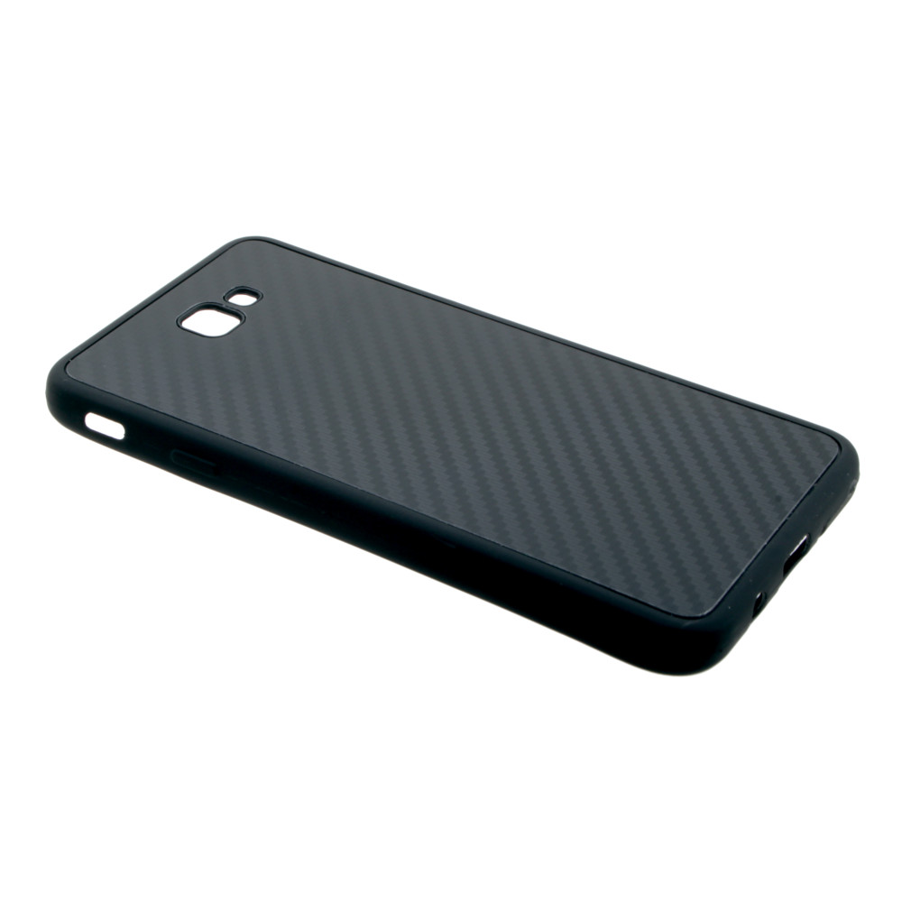 Накладка Samsung J7 Prime/G610 силиконовая с металлической вставкой карбон черная
