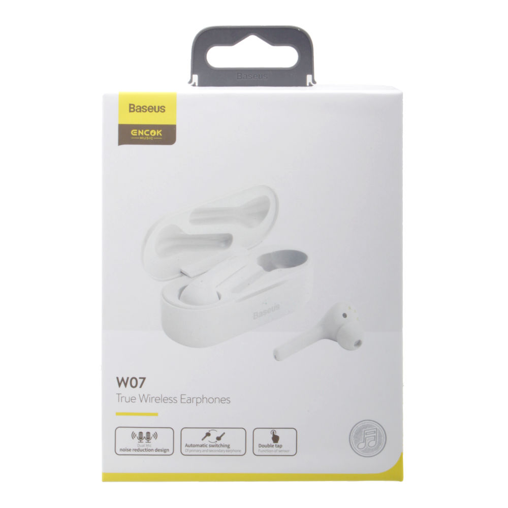Наушники TWS Bluetooth Baseus W07 с микрофоном белые