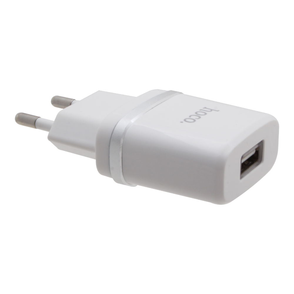 СЗУ с USB 1,0A + кабель Lightning 8-pin Hoco C11 белый