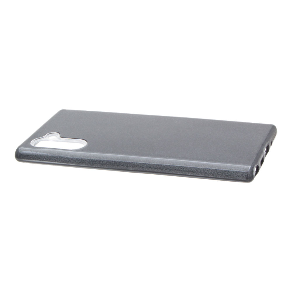 Накладка Samsung Note 10 силиконовая с пластиковой вставкой блестящая черная