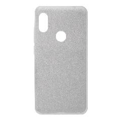 Накладка Xiaomi Redmi Note 6 силиконовая прозрачная Омбре с блестящим вкладышем серебро