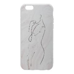 Накладка iPhone 6/6S резиновая рисунки матовая противоударная мраморная Очертания девушки белая