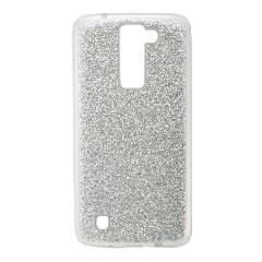 Накладка LG K8/K350E силиконовая блестки гладкая серебро