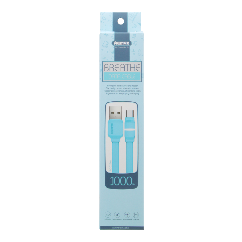 Кабель micro USB Remax Breathe RC-029m голубой 1000 мм