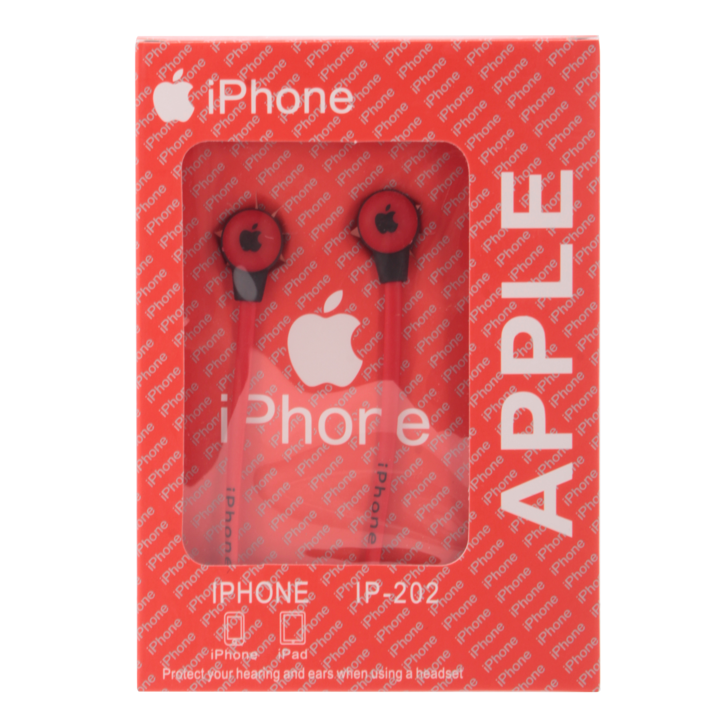 Наушники iPhone IP-202 вакуумные красные